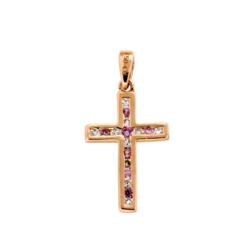 Cruz diamantes zafiro rosa oro rosa oro 18k garantizado [80-1380571]