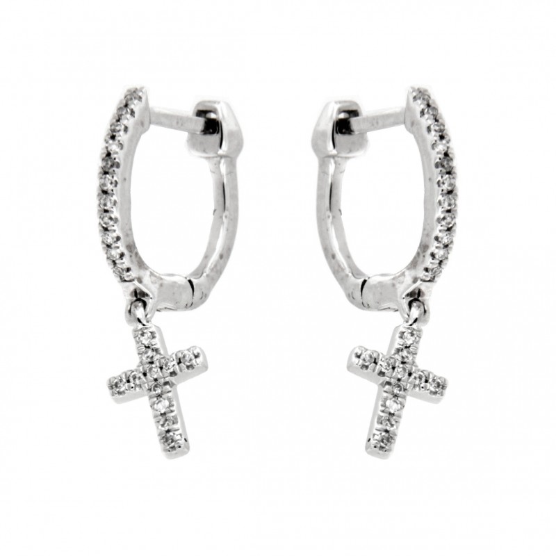 Pendientes aro diamantes con cruz oro bl oro 18k [80-2280399-p]