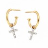 Pendientes aro diamantes con cruz oro 18k [80-2280629-p]