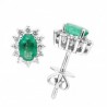 Pendientes diamantes esmeralda oro blanc 18K [81-11093-1E-P]