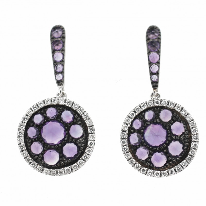 Pendientes diamantes amatista oro 18k [81-11219-p]