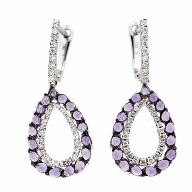 Pendientes diamantes amatista oro 18k [81-11302-p]