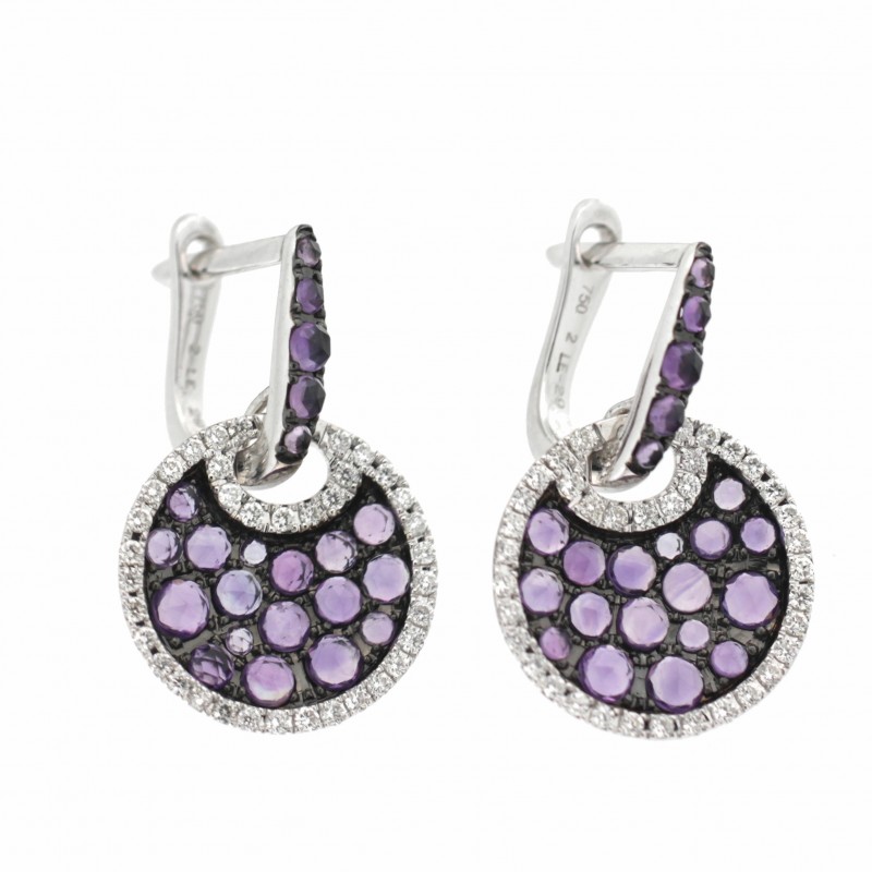 Pendientes diamantes amatista oro 18k [81-11304-p]