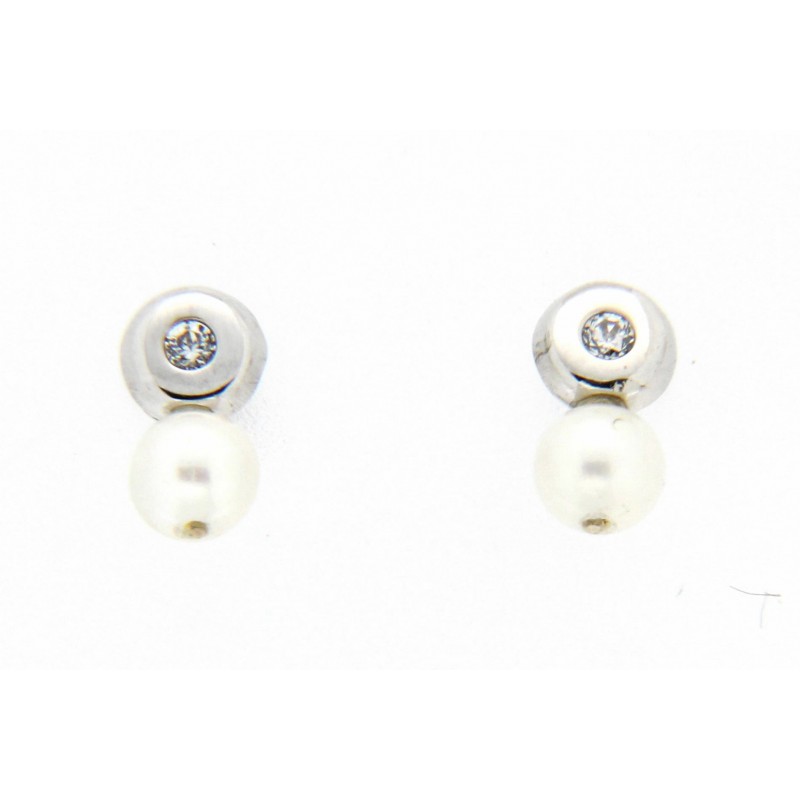 Pendientes perla oro blanco