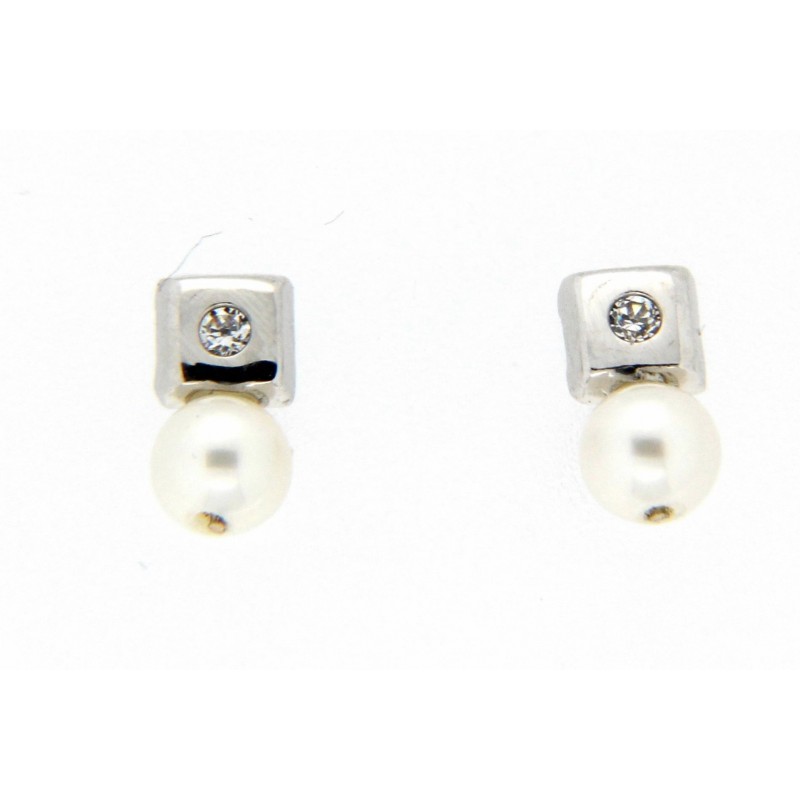Pendientes perla oro blanco