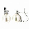 Pendientes perla diamantes oro blanco 18K [82-13648-P]