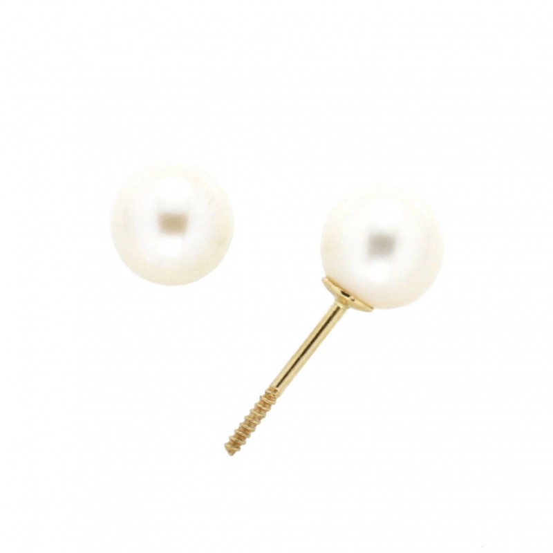 Pendientes perla oro amarillo 18K [82-18576-P]