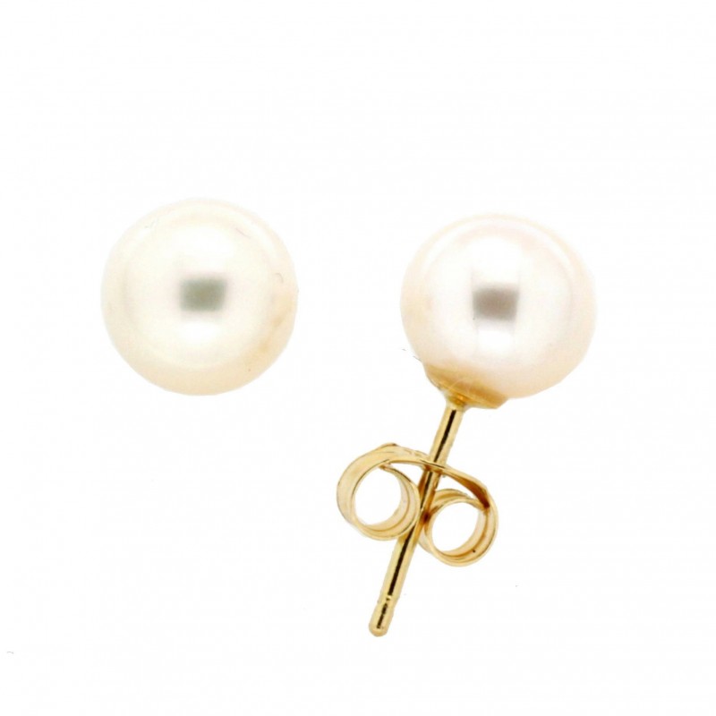 Pendientes perla oro amarillo 18K [82-18577-P]