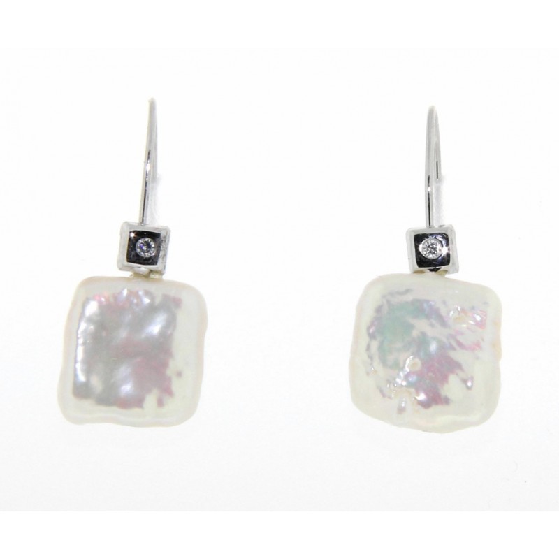 Pendientes perla coin oro blanco 18K [8-2277-1-P]