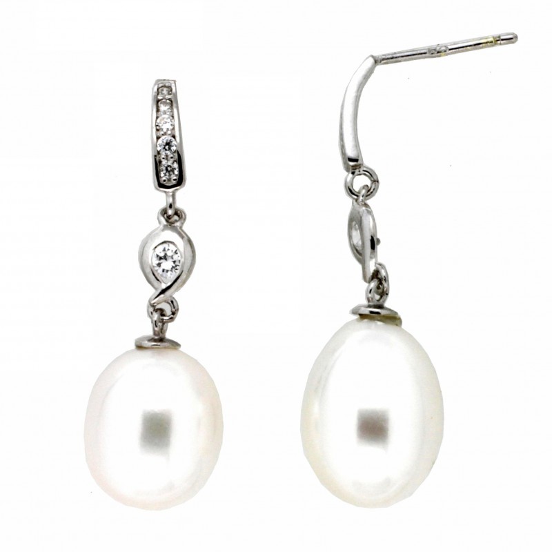 Pendientes perla oro blanco oro 18k [82-60550-p]