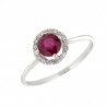 Sortija diamantes rubí oro blanco