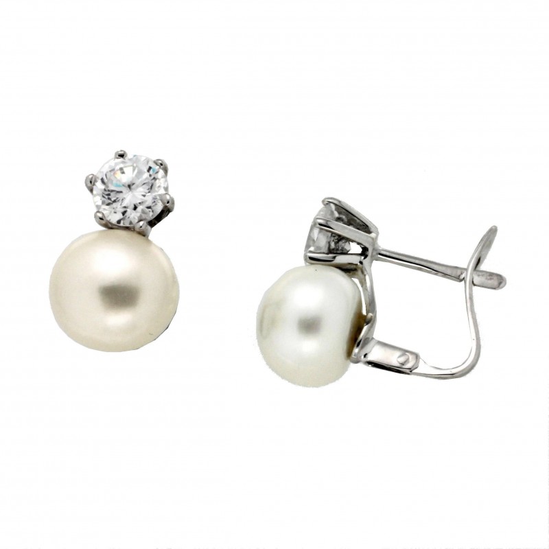 Pendientes perla oro blanco 18K [82-6213-1-P]