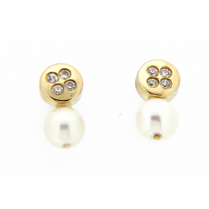 Pendientes perla oro amarillo 18K [8-2630-P]