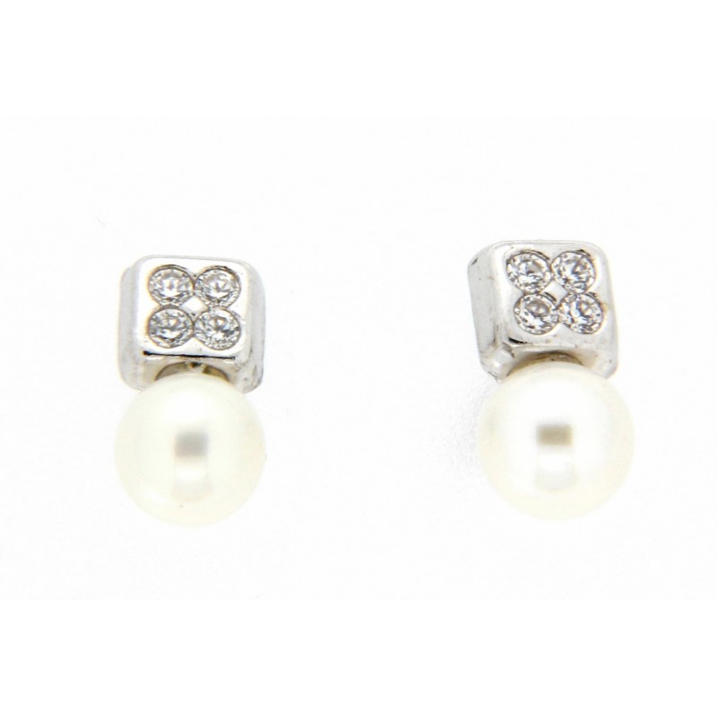 Pendientes perla oro blanco