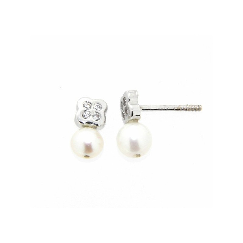 Pendientes perla oro blanco