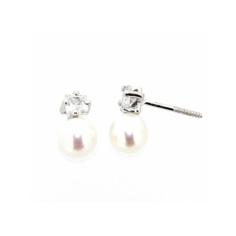 Pendientes perla oro blanco