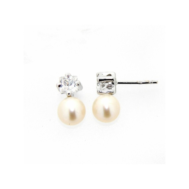 Pendientes perla oro blanco 18K [8-2853-1-P]