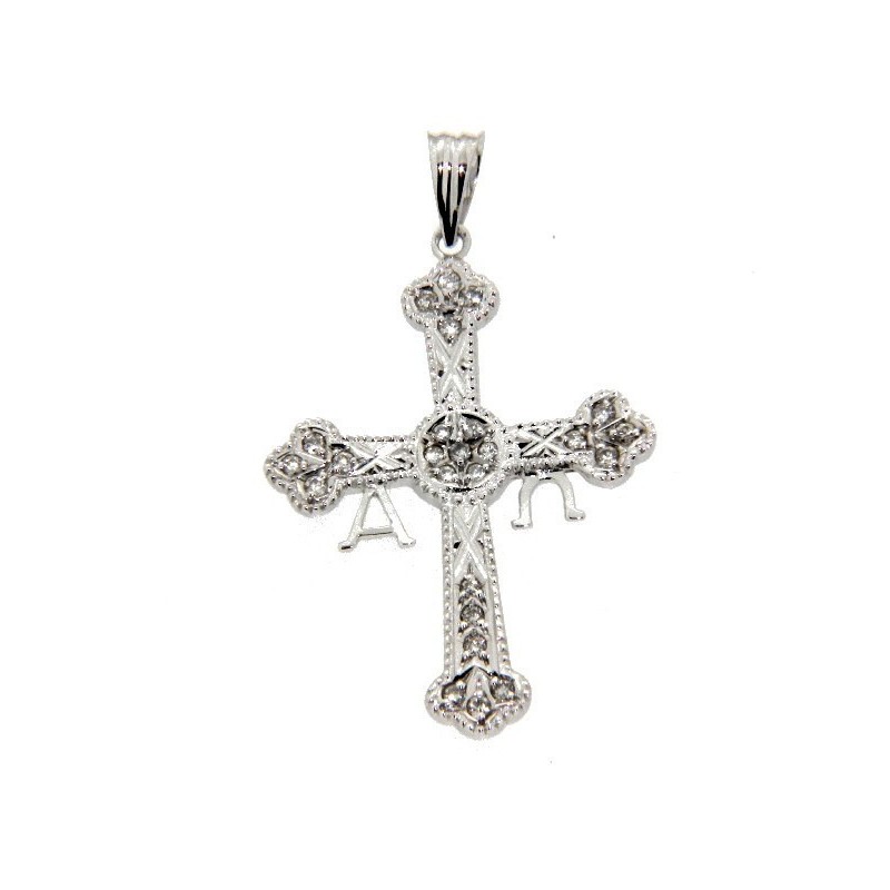 Cruz asturias diamantes oro blanco oro de 18k garantizado [8-3143]