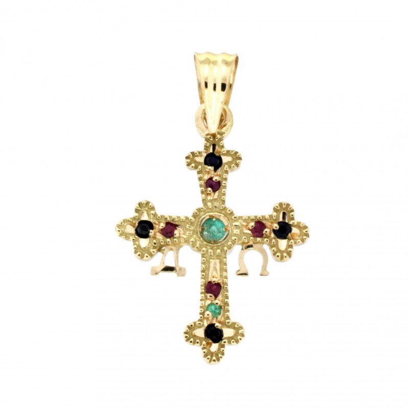 Cruz asturias centro esmeralda oro de 18k [8-3343-e]