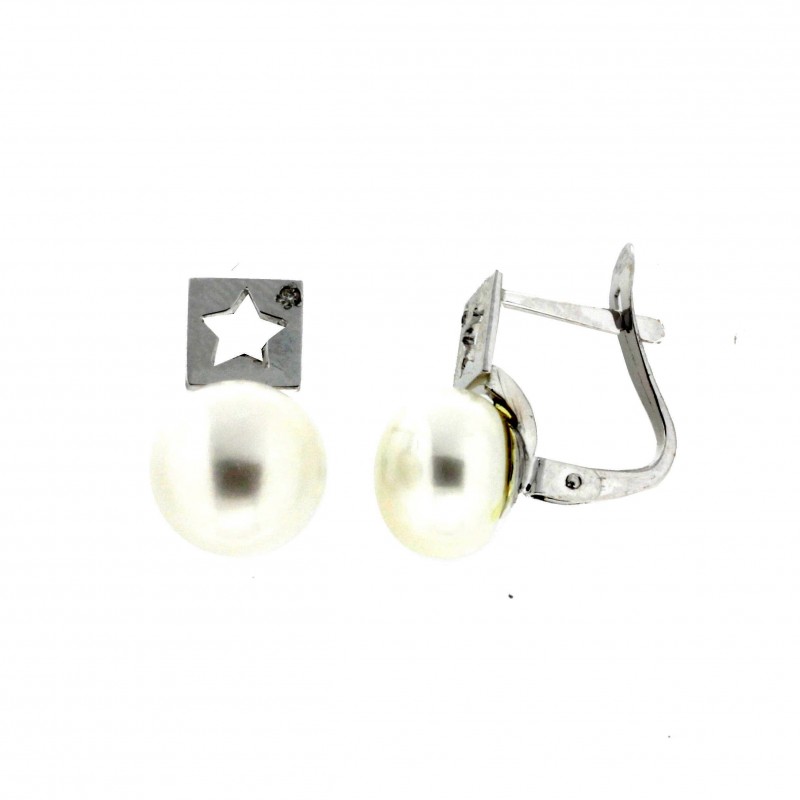 Pendientes perla oro blanco 18K [85-5135-8B-P]