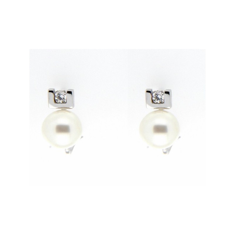Pendientes perla oro blanco 18K [85-5223-1-P]