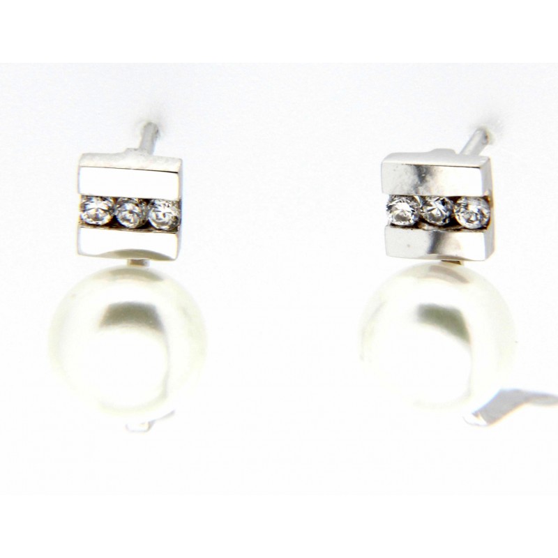 Pendientes perla oro blanco 18K [85-5224-1-P]