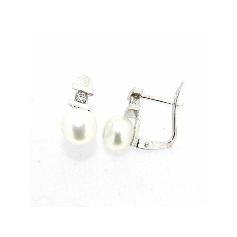 Pendientes perla oro blanco 18K [85-5253-1-P]