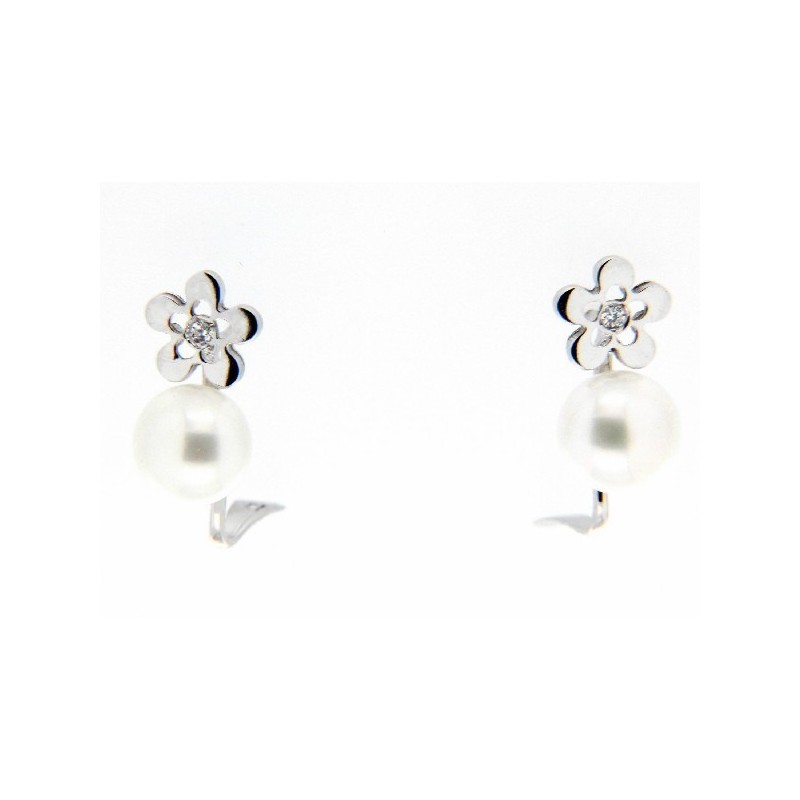 Pendientes perla oro blanco 18K [85-5342-1-P]