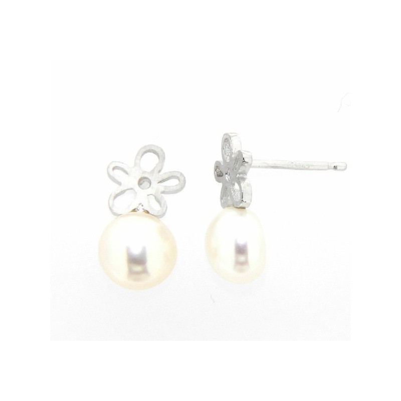 Pendientes perla oro blanco 18K [85-5358-MS-1-P]