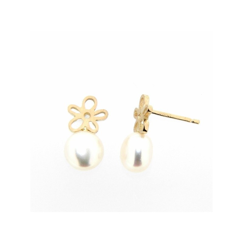Pendientes perla comunion Oro 18k [85-5358-MS-P]