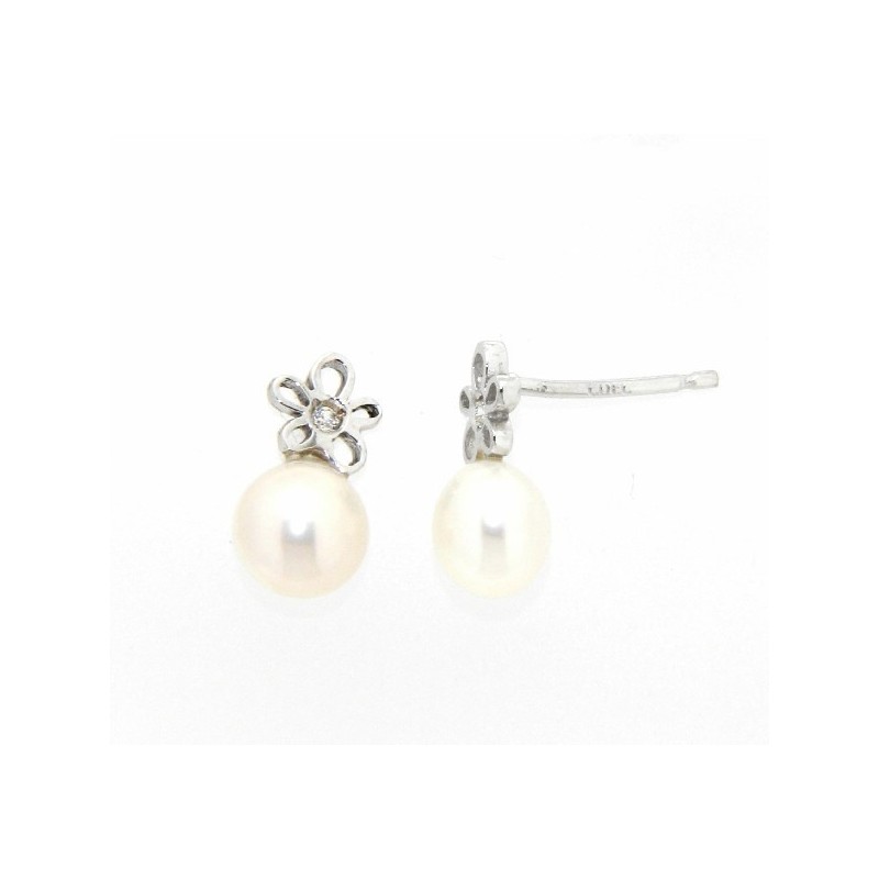 Pendientes perla oro blanco 18K [85-5375-1-P]