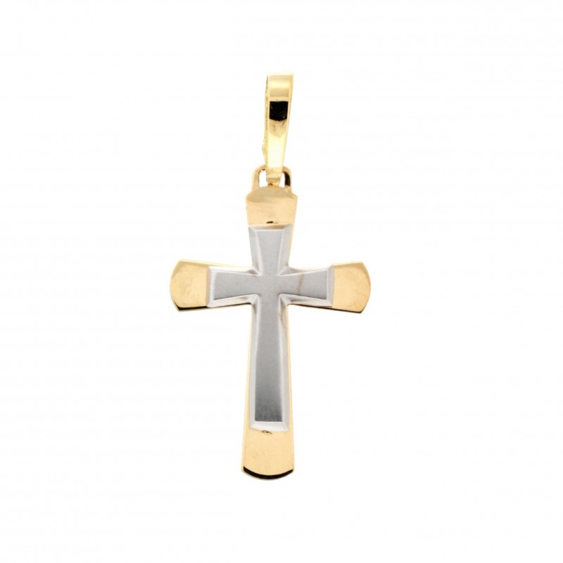 Cruz bicolor oro de 18k garantizado [86-1129]