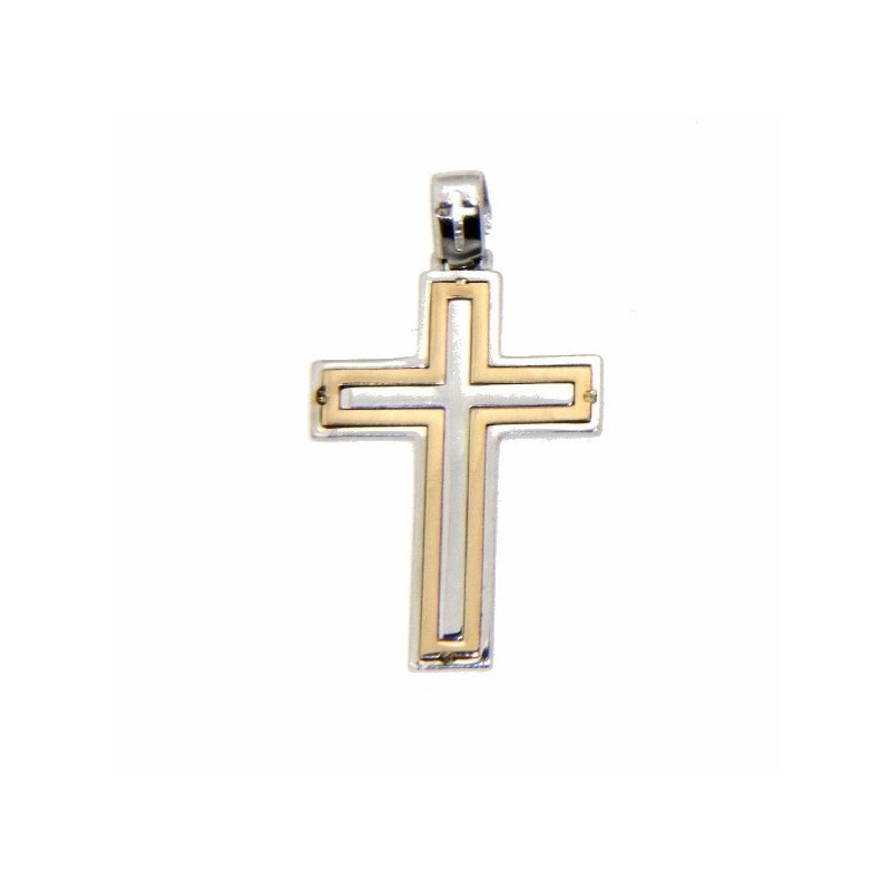 Cruz plata oro oro de 18k garantizado [86-1357]