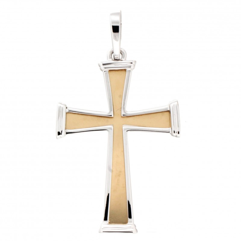 Cruz bicolor oro de 18k garantizado [86-9426]