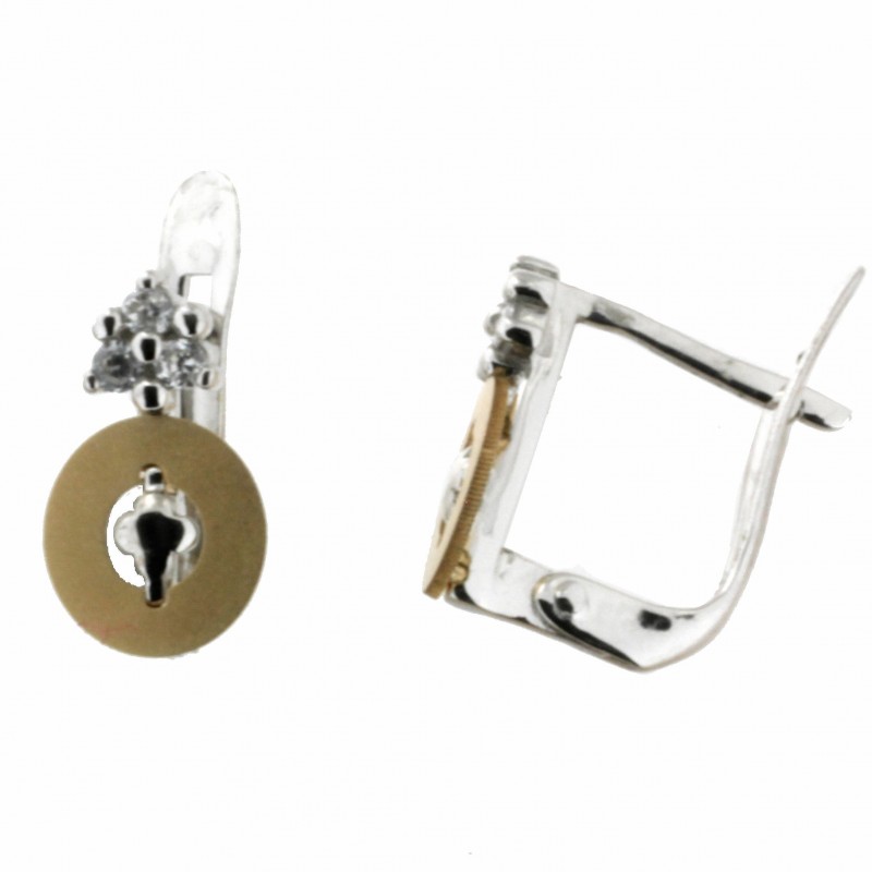 Pendientes comunion bicolor Oro 18k [86-9644-P]