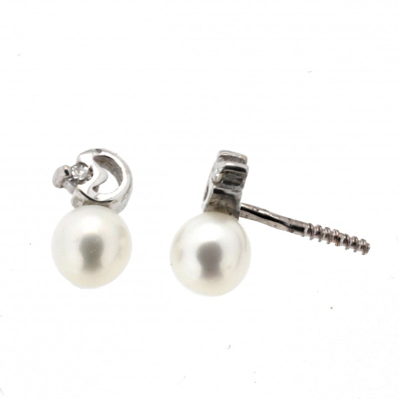 Pendientes perla diamantes oro blanco