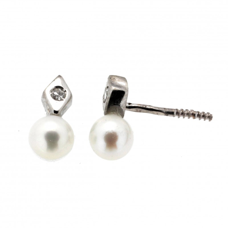 Pendientes perla diamantes oro blanco
