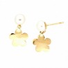 Pendientes perla flor oro amarillo 18K [88-2692-P]