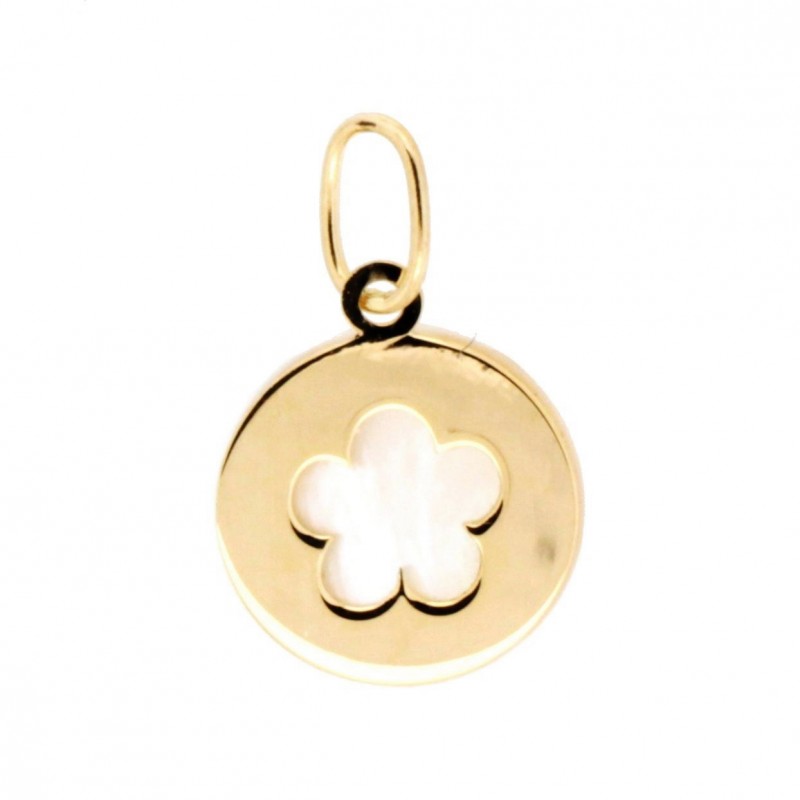 Colgante nacar flor oro amarillo 18k [88-2712 ]