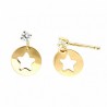 Pendientes circonita estrella oro amarillo 18K [88-EC-49-P]