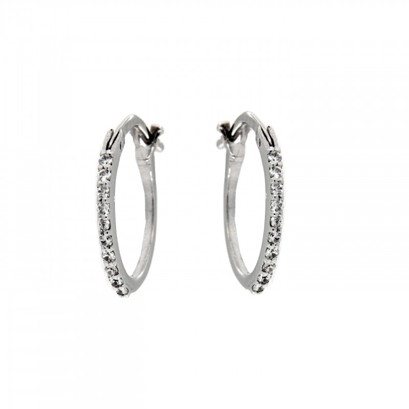 Pendientes aro circonitas oro blanco oro 18k [90-7682-1-p]