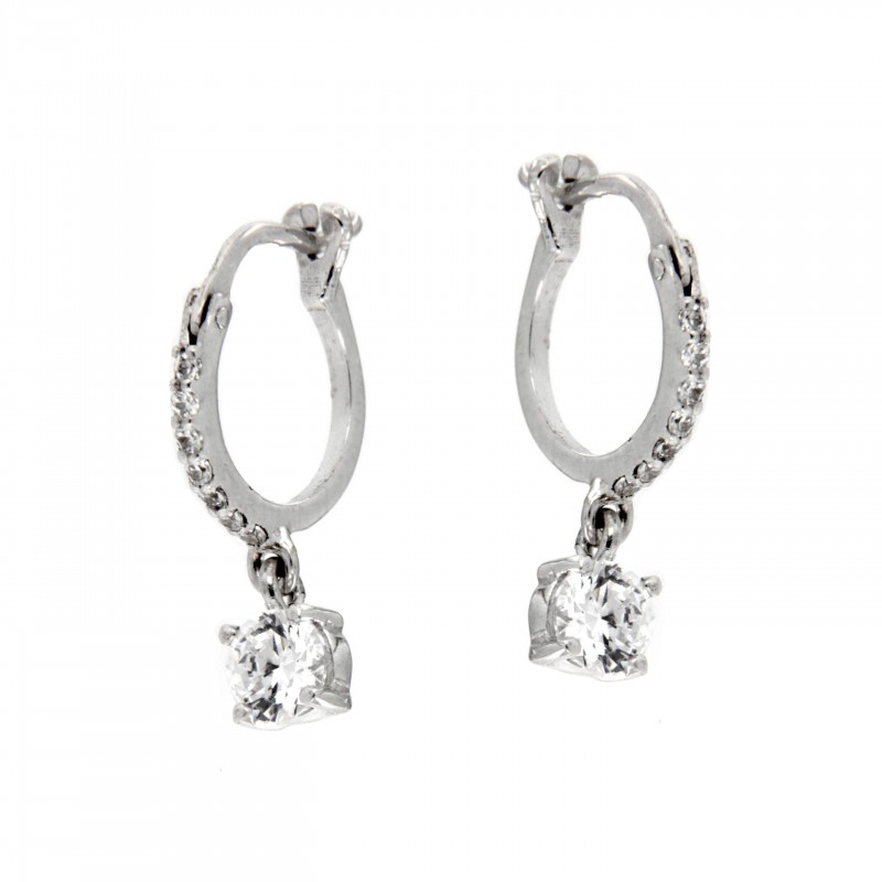 Pendientes aro circonitas oro blanco oro 18k [90-7697-1-p]
