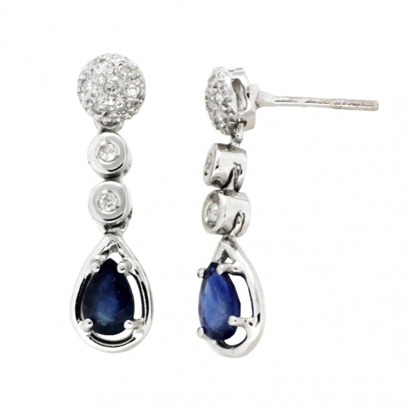 Pendientes diamantes zafiro oro 18k [92-10879-z-p]