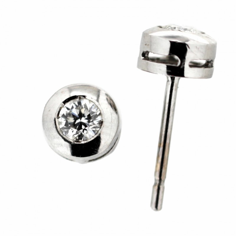 Pendientes chaton diamantes oro blanco 18K [922-1531-1-P]