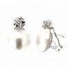 Pendientes perla diamantes oro blanco 18K [9-3204-P]
