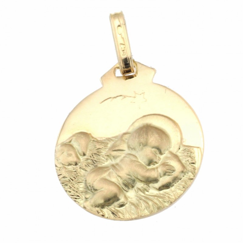 Medalla niño en pajas oro 18k [2-149-2]