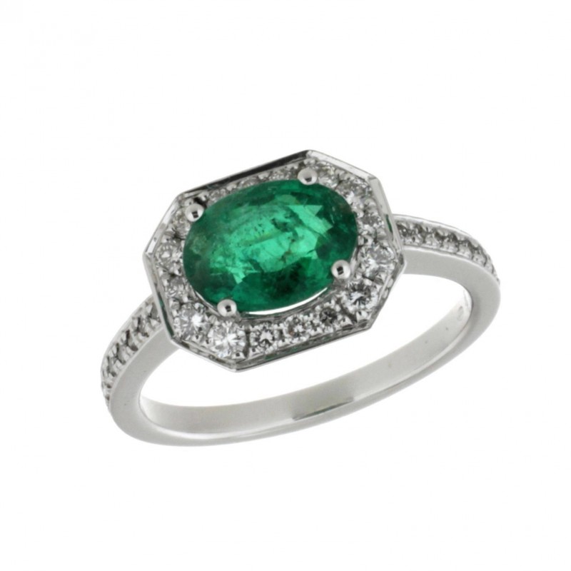 Sortija diamantes esmeralda