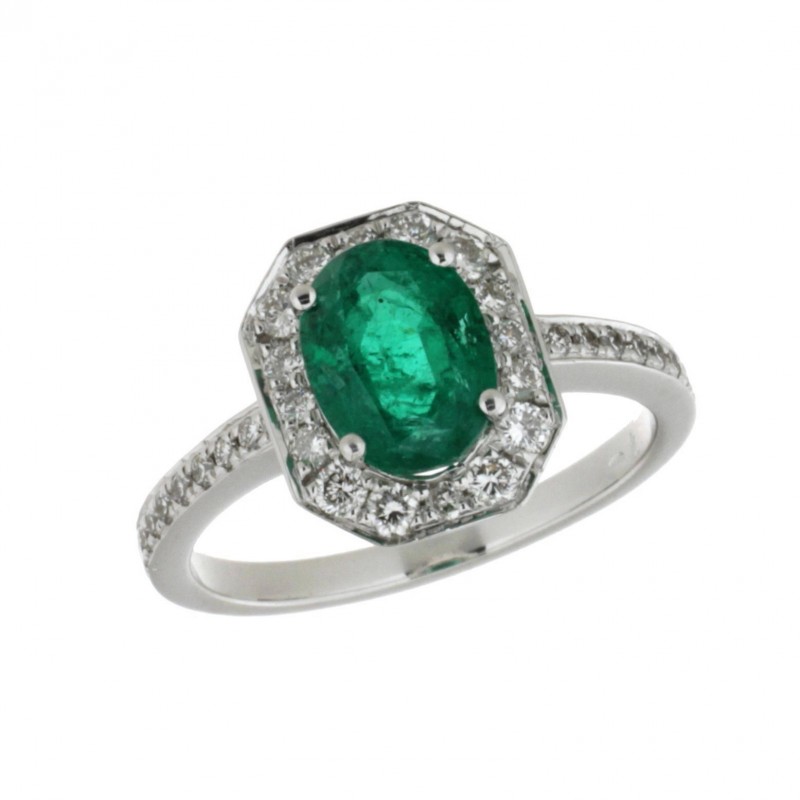 Sortija diamantes esmeralda