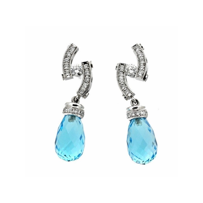 Pendientes diamantes topacio oro 18k [le-p-78-t-p]