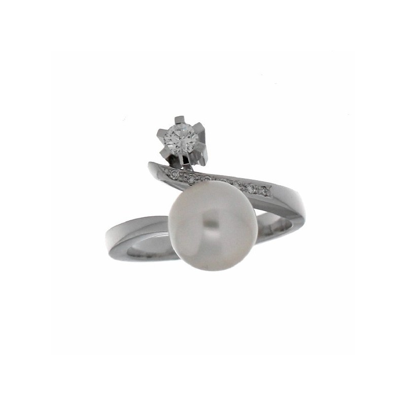 Sortija diamantes perla